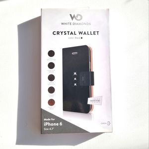 White Diamonds Crystal Wallet iPhone 6/6s Case Swarovski Elements Black